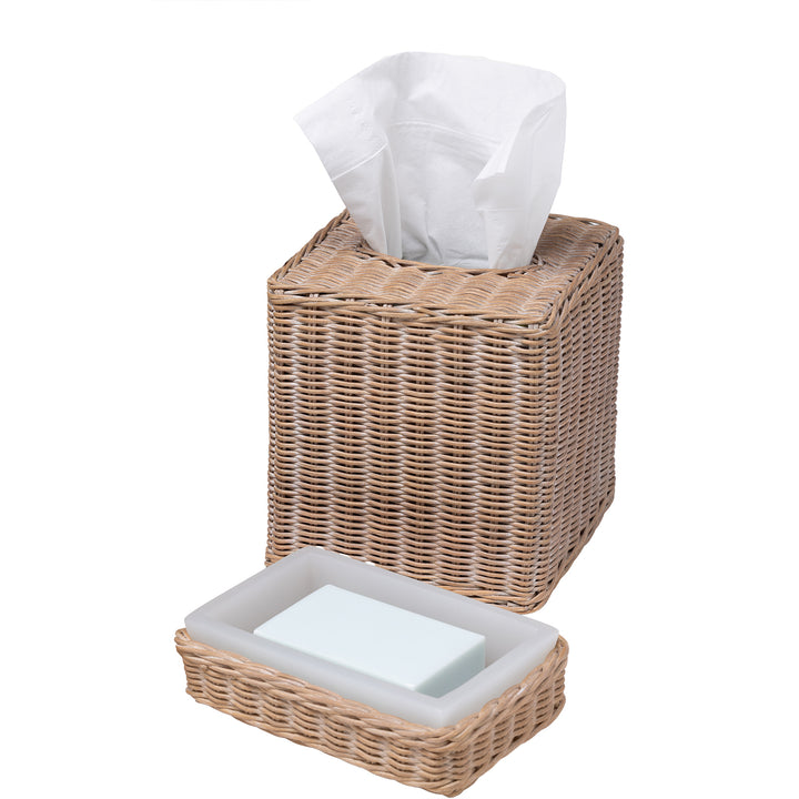 Kardia Rattan Tissue Box Cover (Mocha Whitewashed)