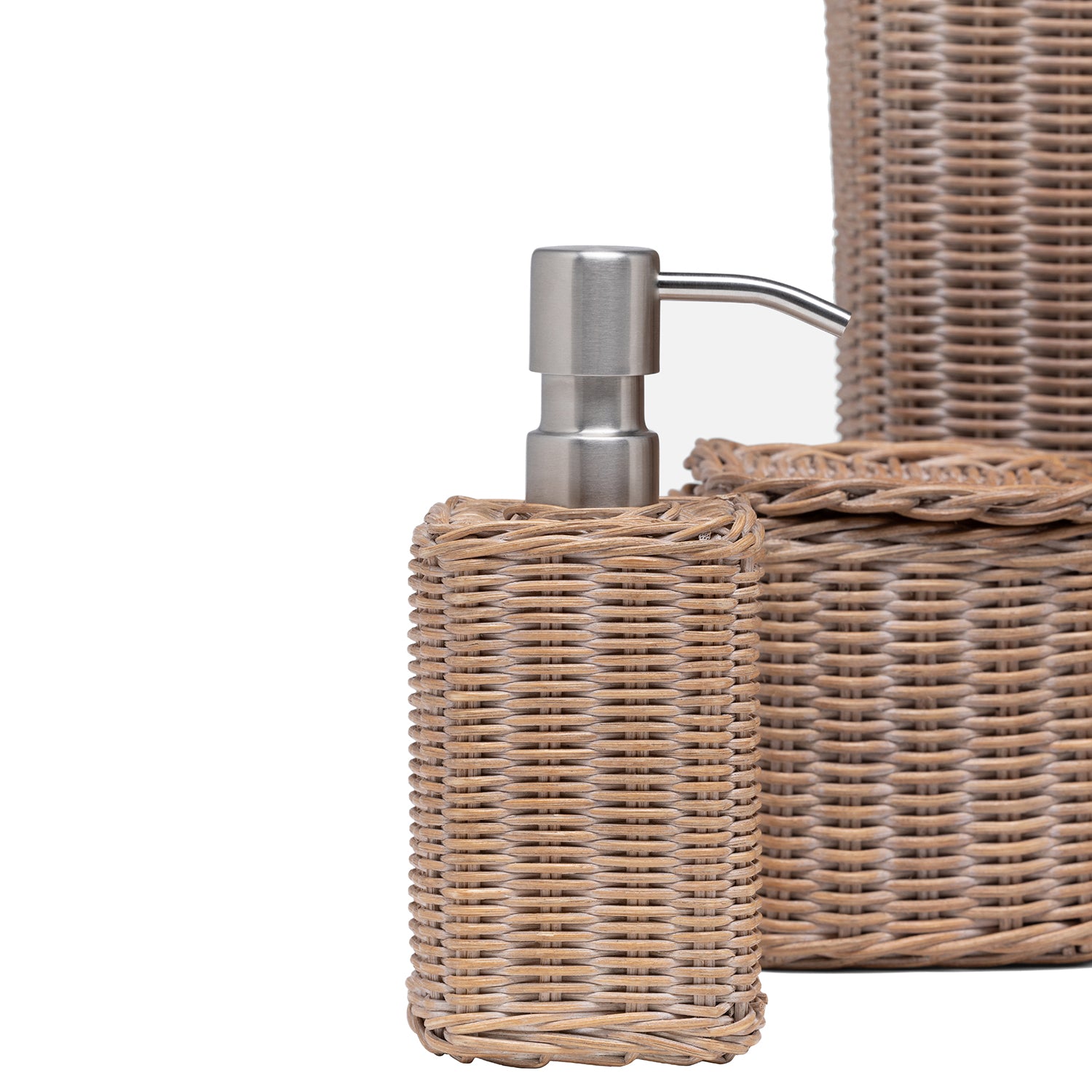 Kardia Rattan Soap Dispenser (Mocha Whitewashed) - Thumbnail 3