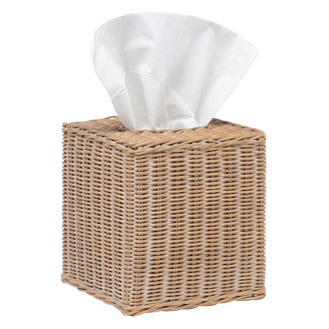 Kardia Rattan Tissue Box Cover (Mocha Whitewashed)