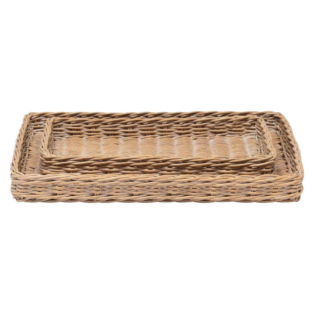 Kardia Rattan Nested Trays Set/2 (Mocha Whitewashed)