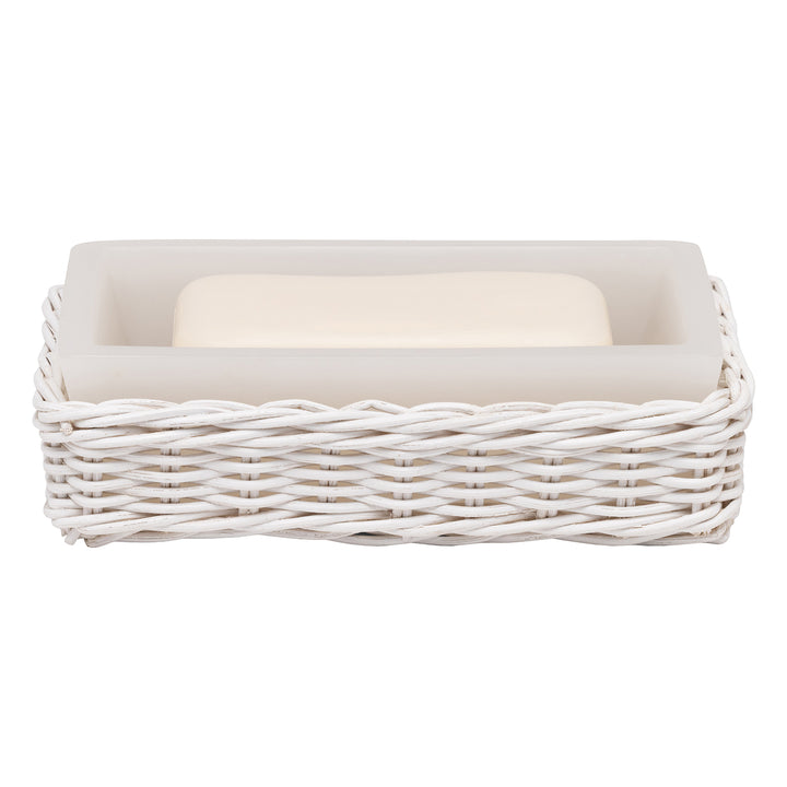 Kardia Rattan Bathroom Accessories (Cotton White) - Hudson & Vine
