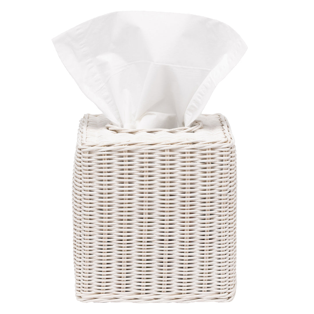 Kardia Rattan Tissue Box Cover (Cotton White) - Hudson & Vine