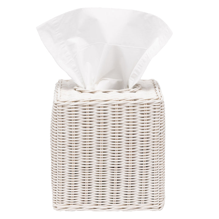 Kardia Rattan Tissue Box Cover (Cotton White) - Hudson & Vine