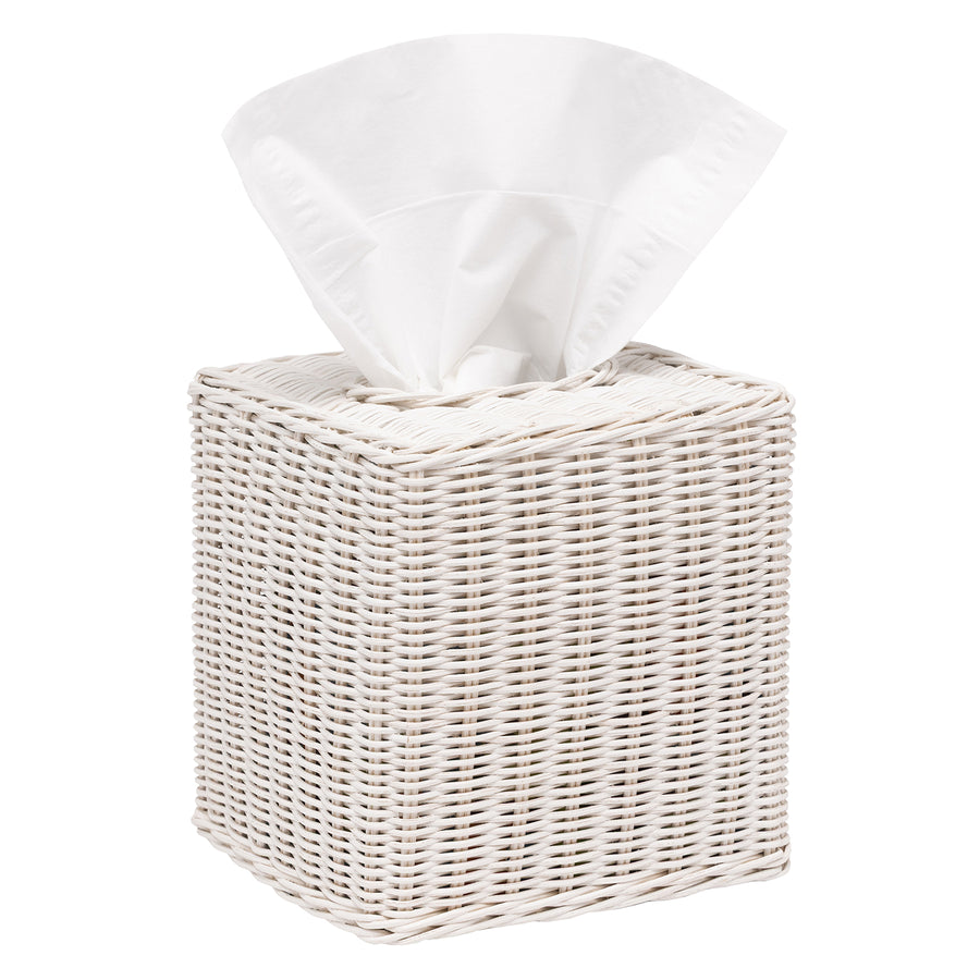 Kardia Rattan Tissue Box Cover (Cotton White) - Hudson & Vine