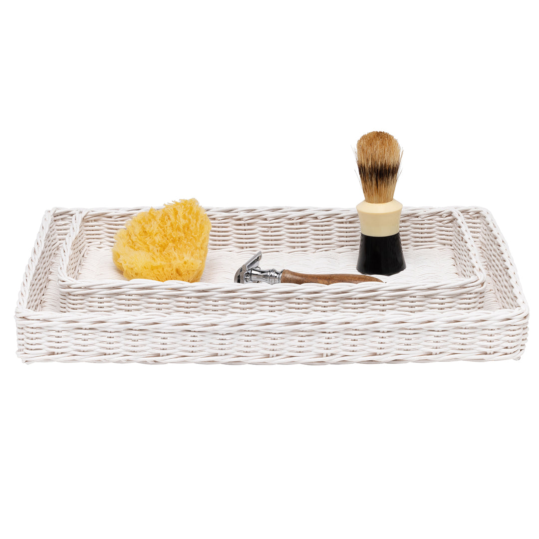 Kardia Rattan Bathroom Accessories (Cotton White) - Hudson & Vine