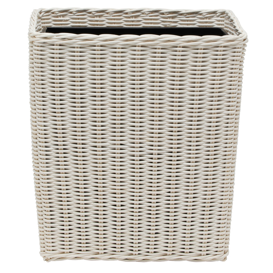 Kardia Rattan Rectangular Wastebasket (Cotton White) - Hudson & Vine