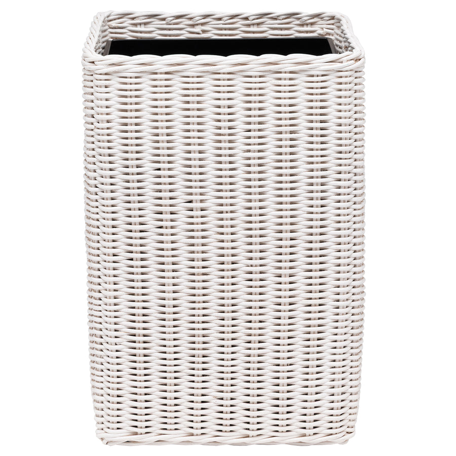 Kardia Rattan Square Wastebasket (Cotton White) - Hudson & Vine