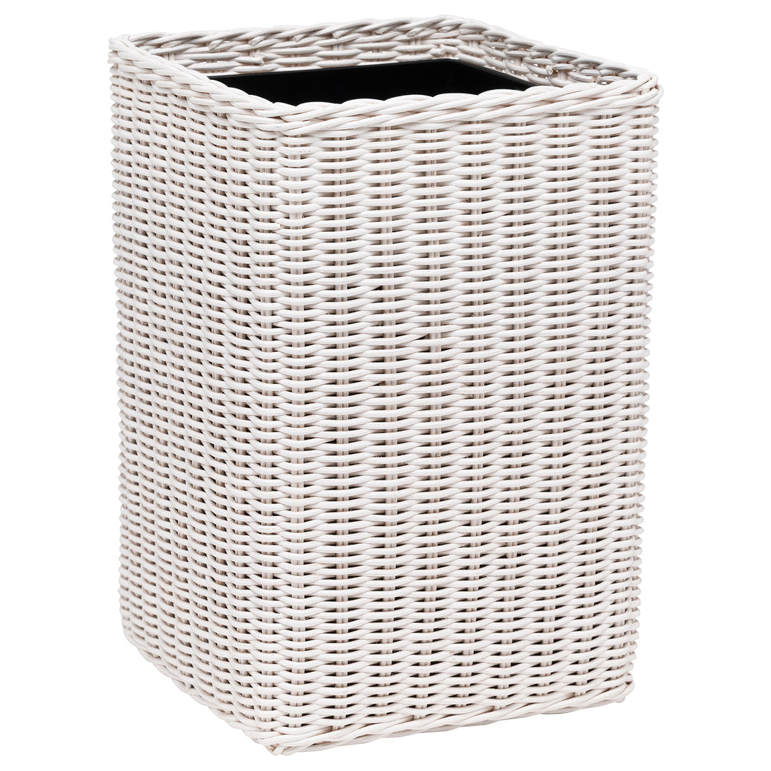 Kardia Rattan Square Wastebasket (Cotton White) - Hudson & Vine