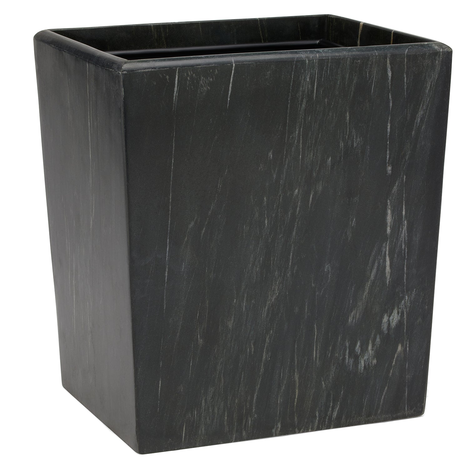 Kavala Black Marble Rectangle Waste Basket - Thumbnail 2