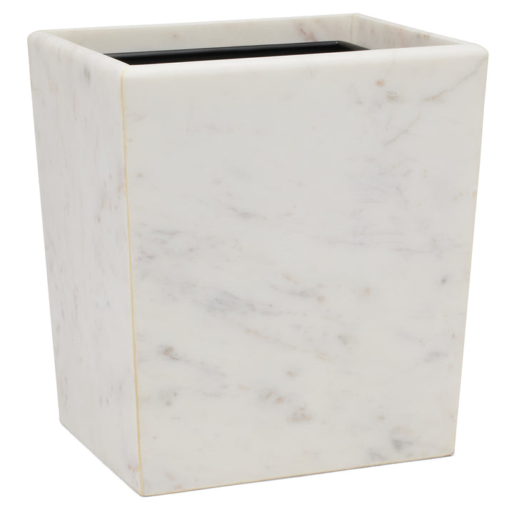 Kavala White Marble Rectangle Waste Basket