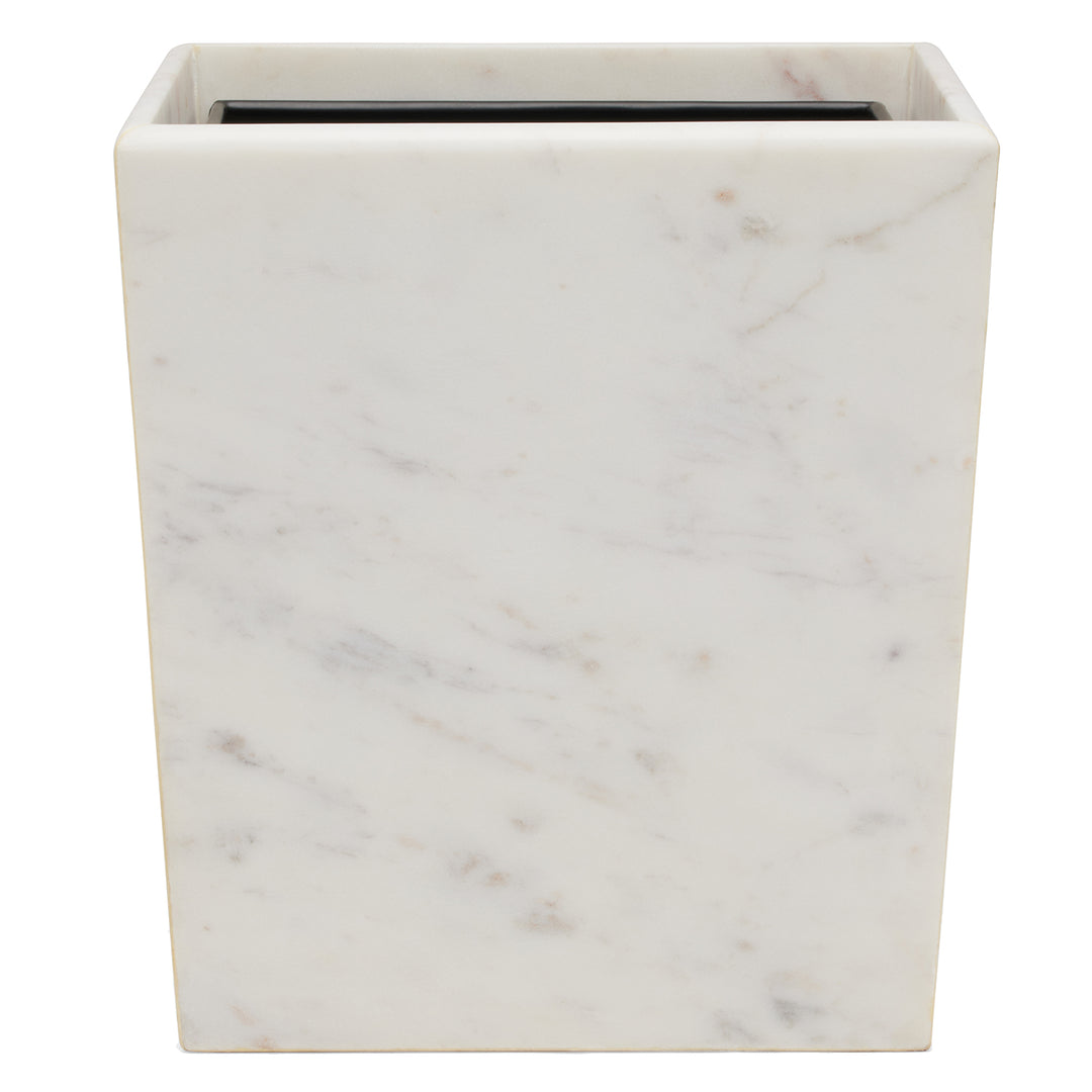 Kavala White Marble Rectangle Waste Basket