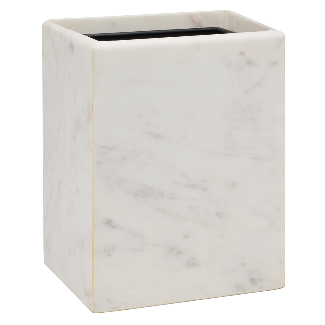 Kavala White Marble Square Waste Basket