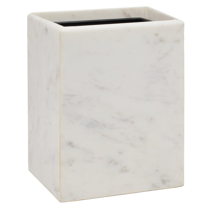 Kavala White Marble Square Waste Basket