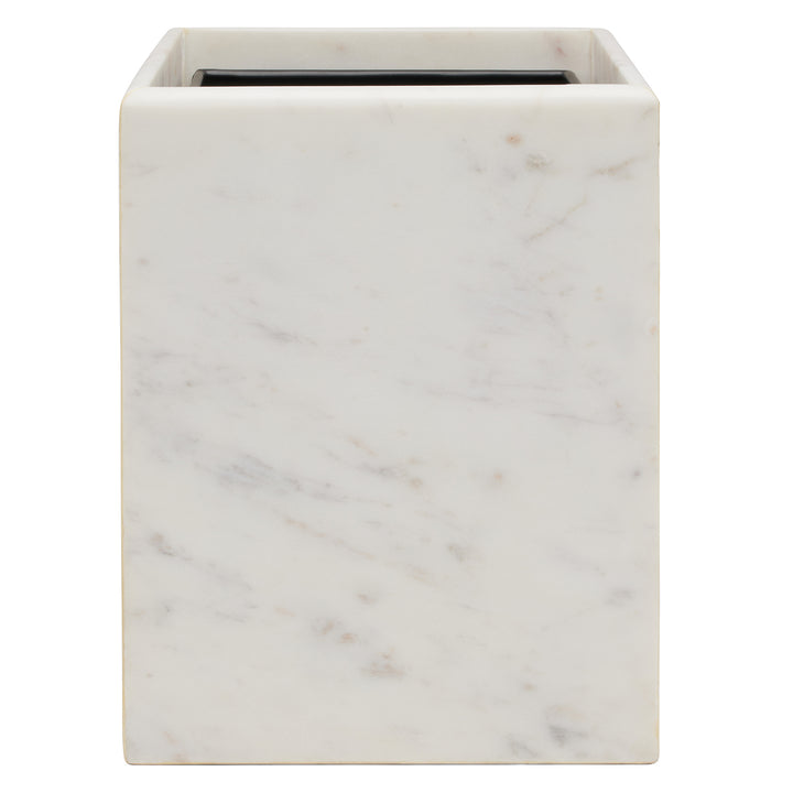 Kavala White Marble Square Waste Basket