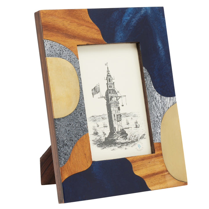 Kearney Resin/Brass Picture Frame (Blue/Gold)