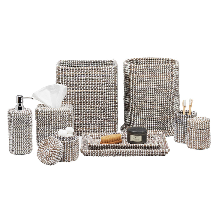 Kythira Seagrass Bathroom Accessories (Gray/White)