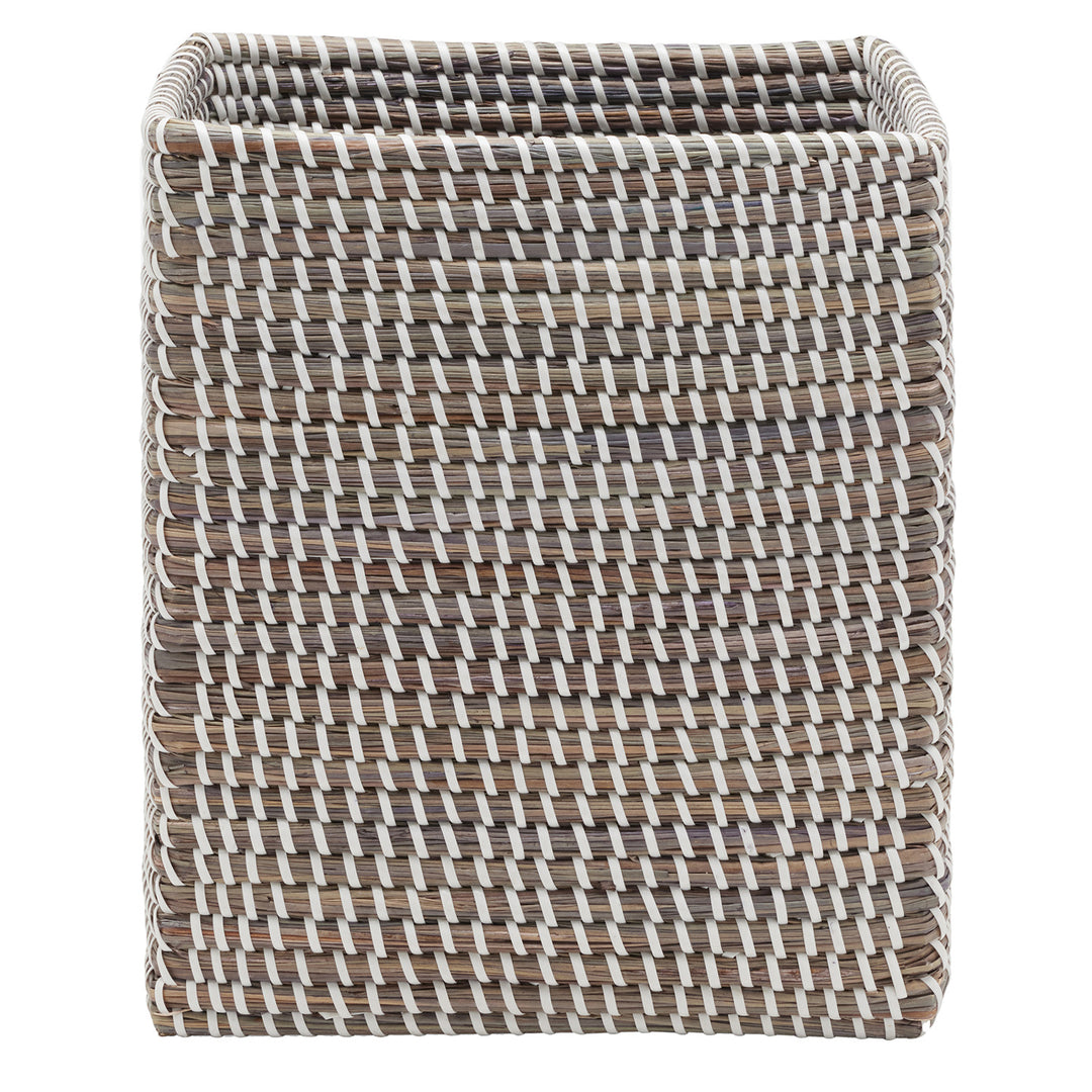 Kythira Seagrass Rectangle Wastebasket (Gray/White)