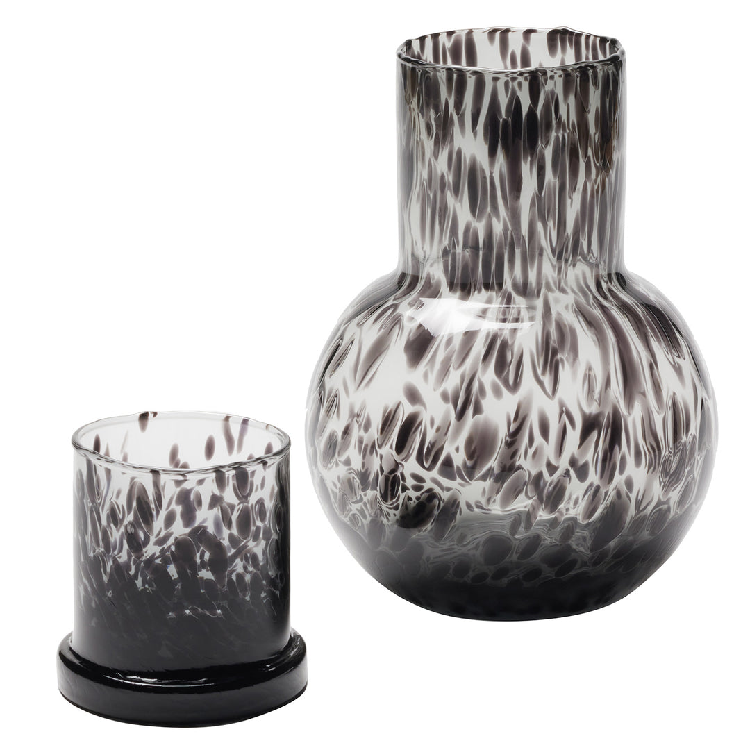 Lausanne Round Hand Blown Glass Carafe (Black Leopard)