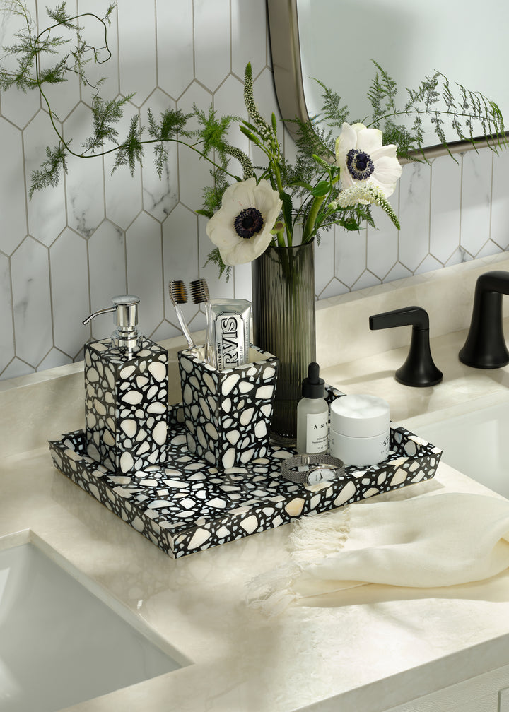 Remini Black Resin/White Shell Bathroom Accessories