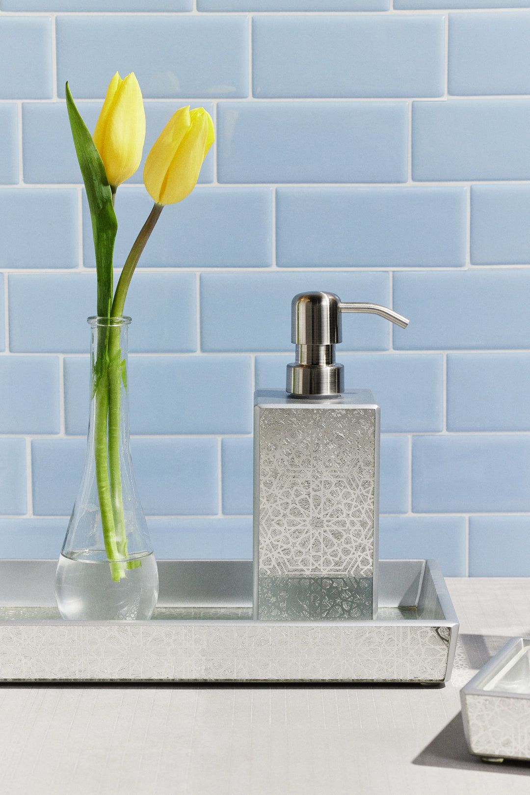 Caro Medallion Painted Mirror Bathroom Accessories (Silver) Caro Medallion Painted Mirror Bathroom Accessories (Silver)