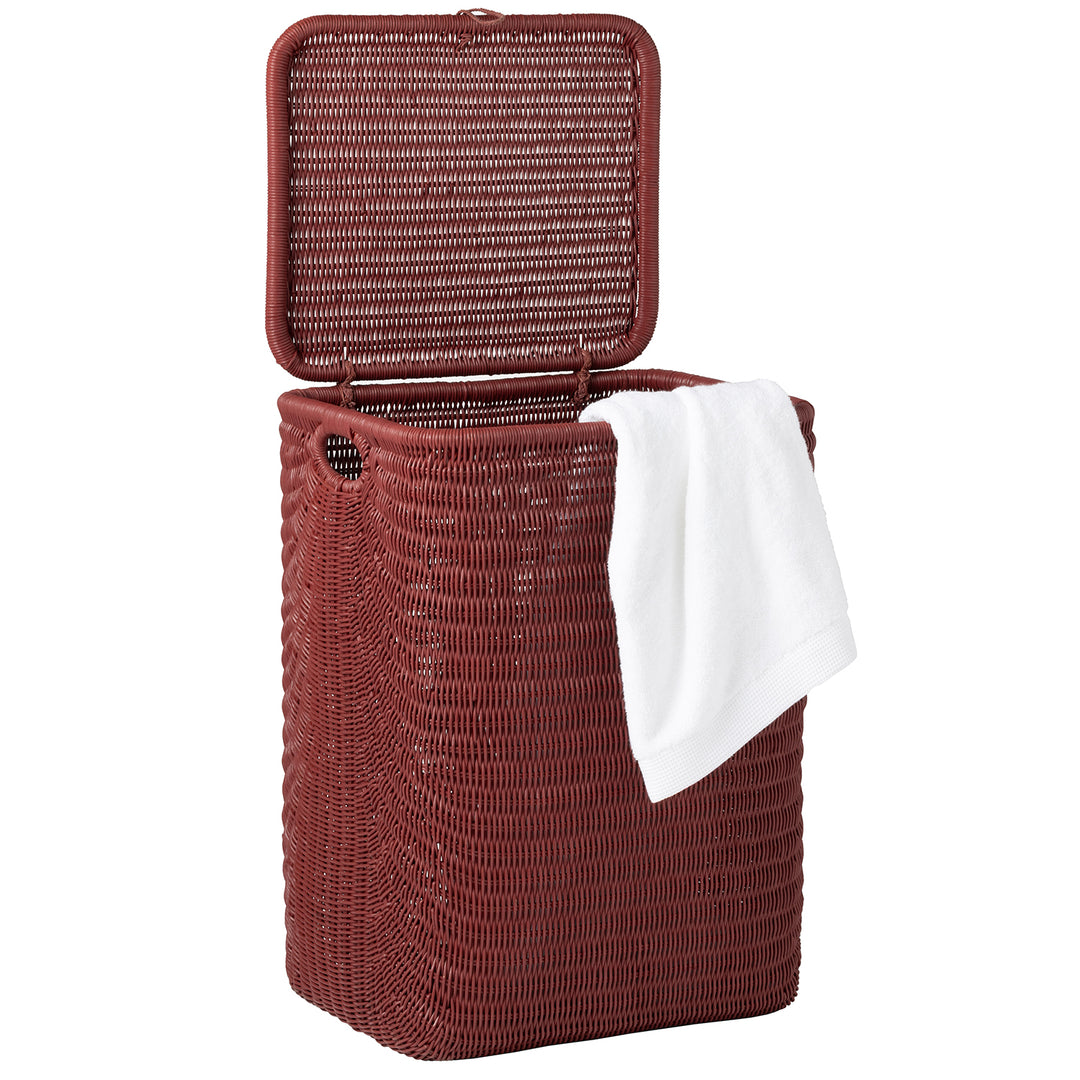 Lorain Rectangular Rattan.Hamper (Bordeaux Red)