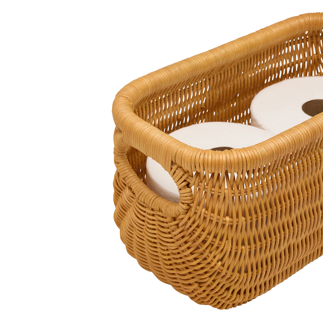 Lorain Rattan Double Toilet Paper Holder (Light Honey)