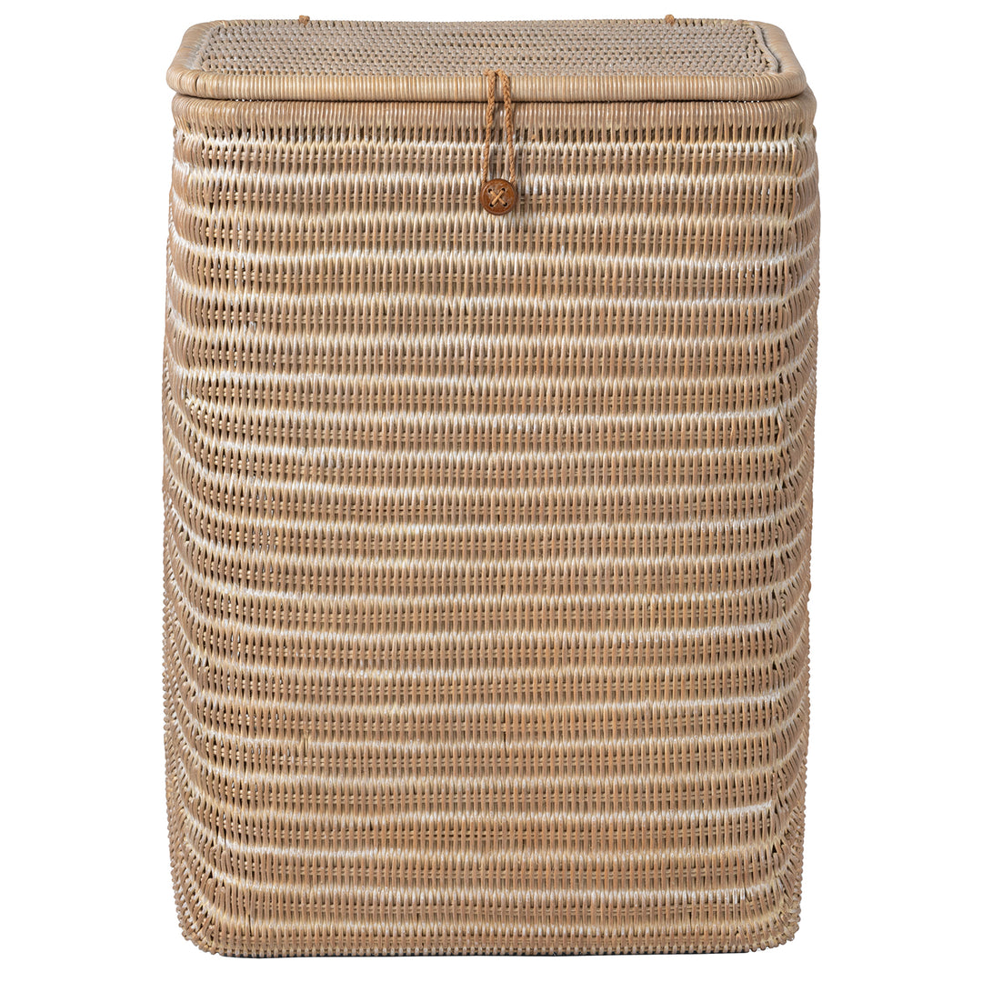 Lorain Rectangular Rattan.Hamper (Mocha Whitewashed)