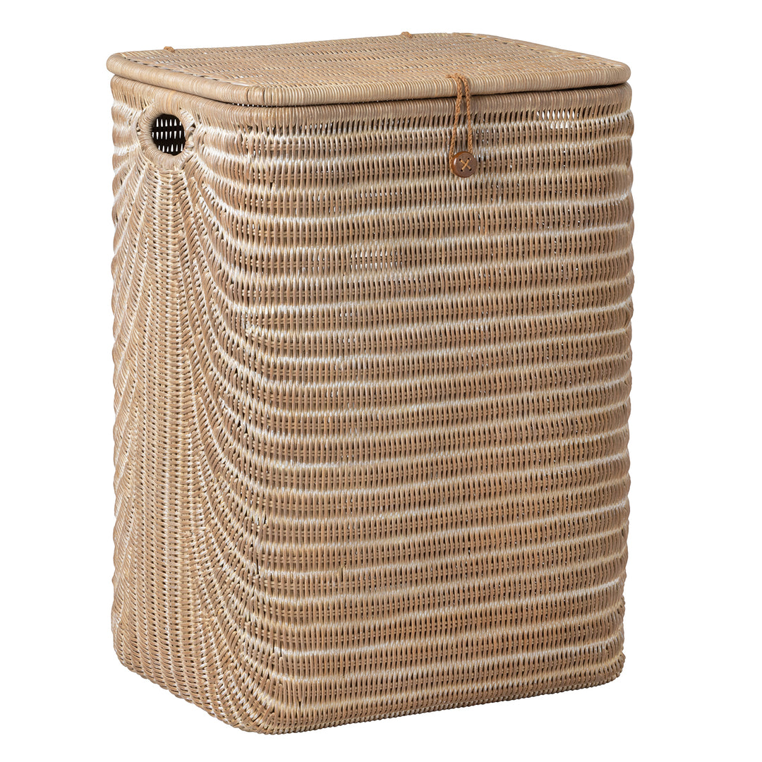 Lorain Rectangular Rattan.Hamper (Mocha Whitewashed)