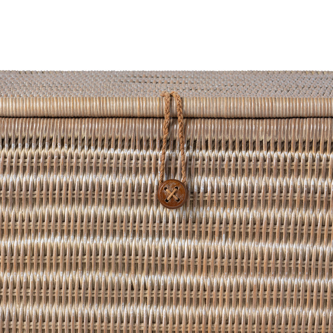 Lorain Rectangular Rattan.Hamper (Mocha Whitewashed)