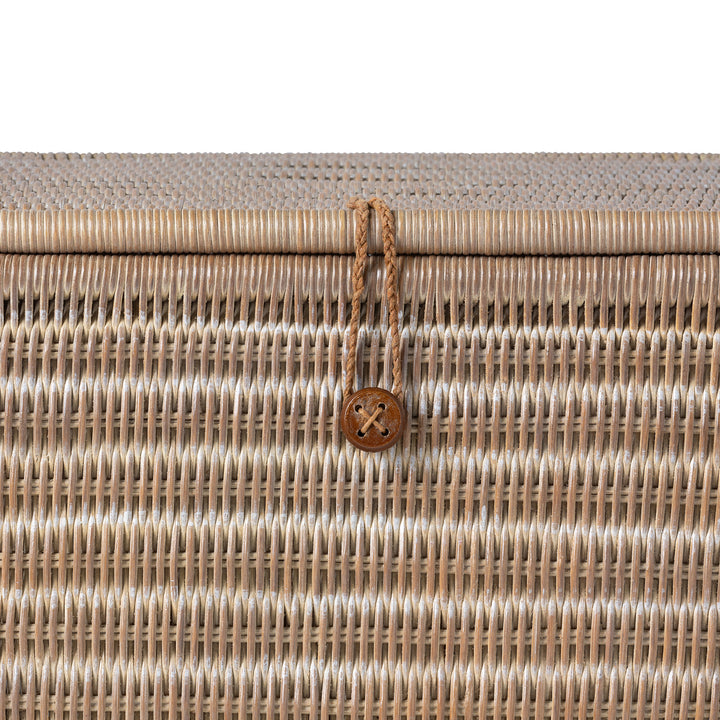 Lorain Rectangular Rattan.Hamper (Mocha Whitewashed)
