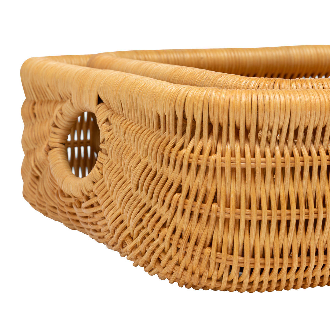Lorain Rattan Nested Rectangle Storage Baskets Set of 2 (Light Honey) - Hudson & Vine