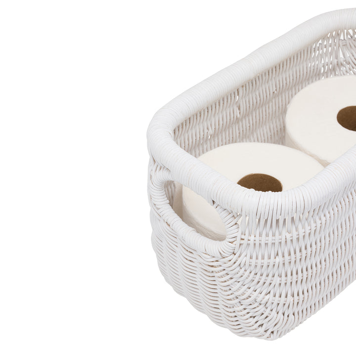 Lorain Rattan Double Toilet Paper Holder (White)