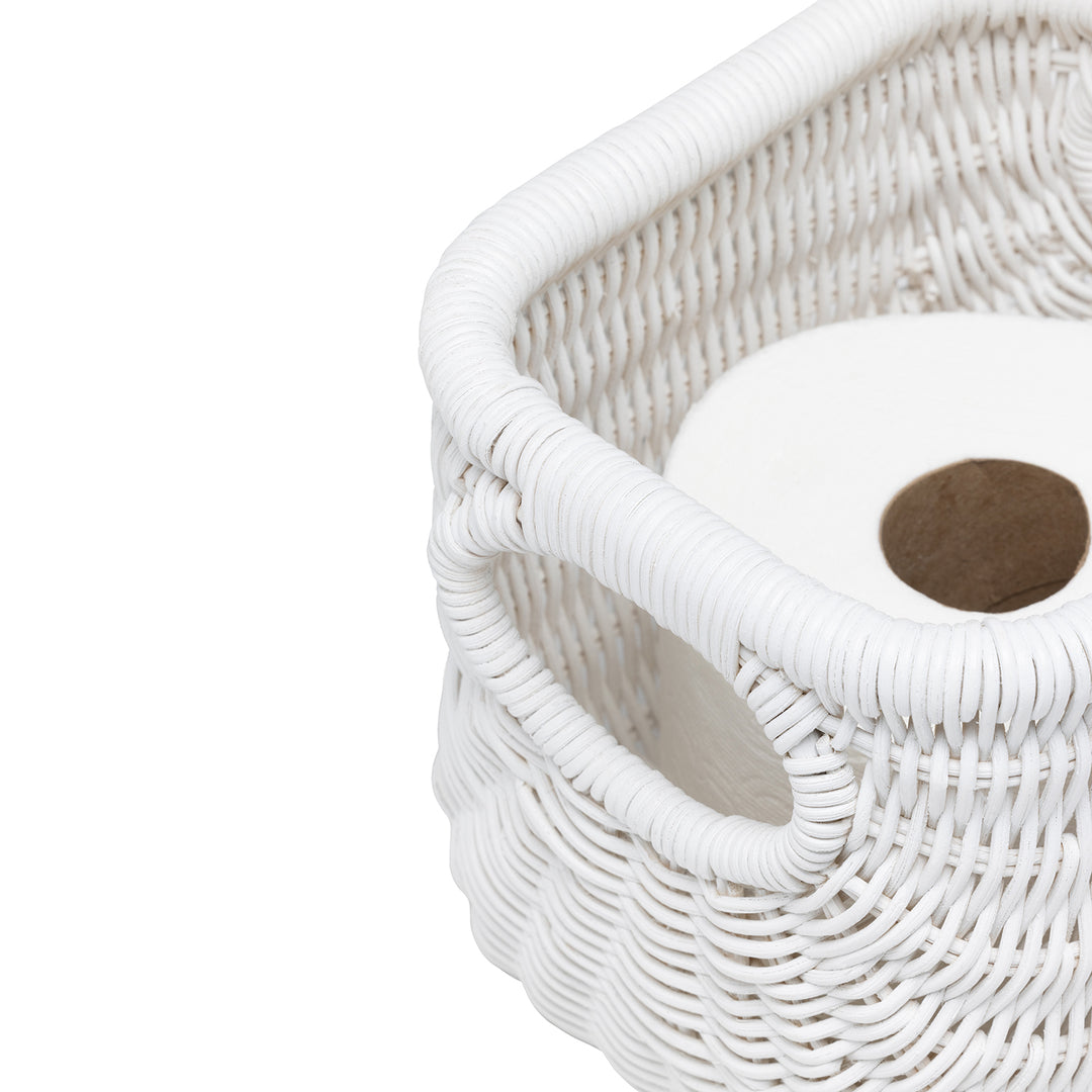 Lorain Rattan Single Toilet Paper Holder Set of 2 (White)