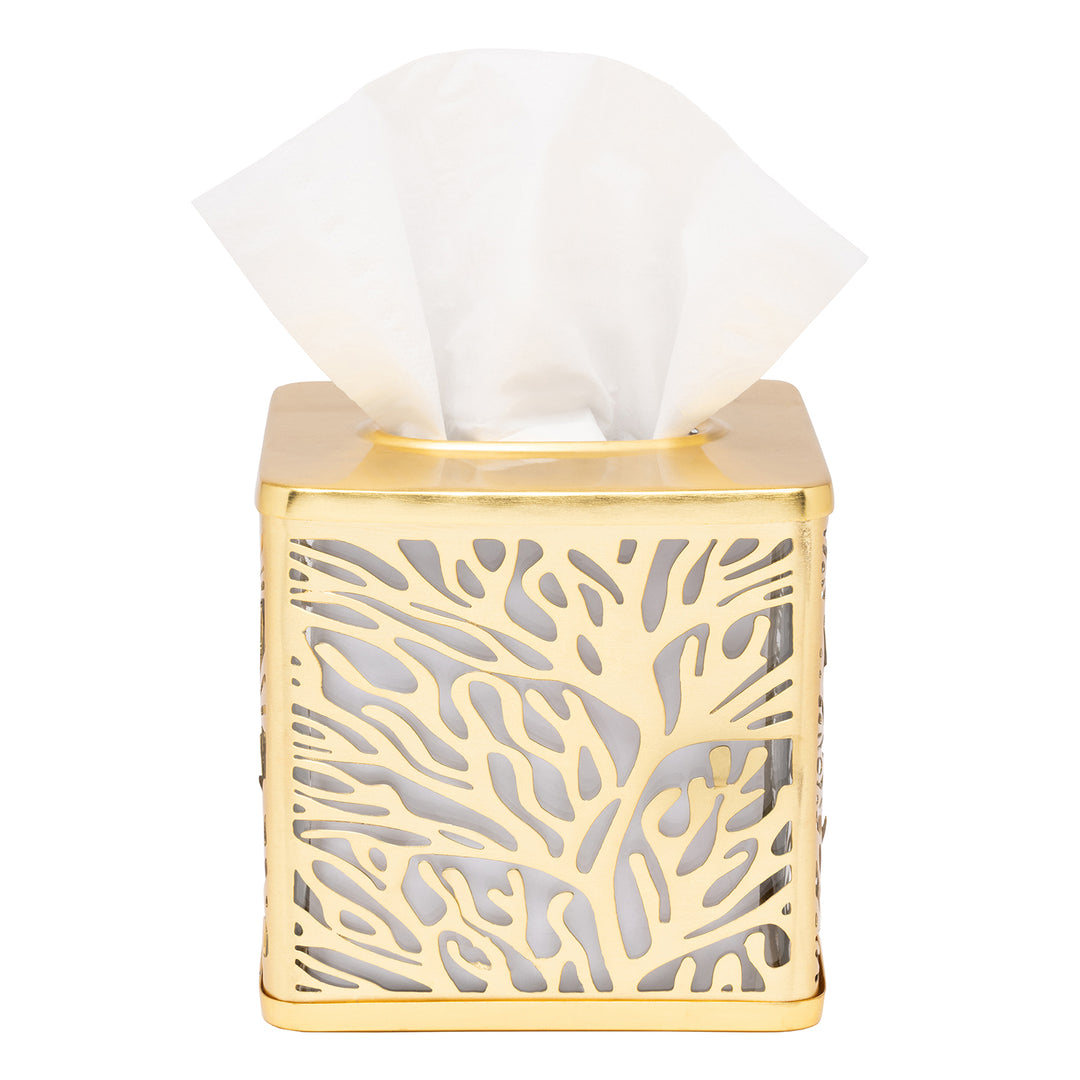Lynn Stainless Steel/Glass Matte Gold Tissue Box Cover