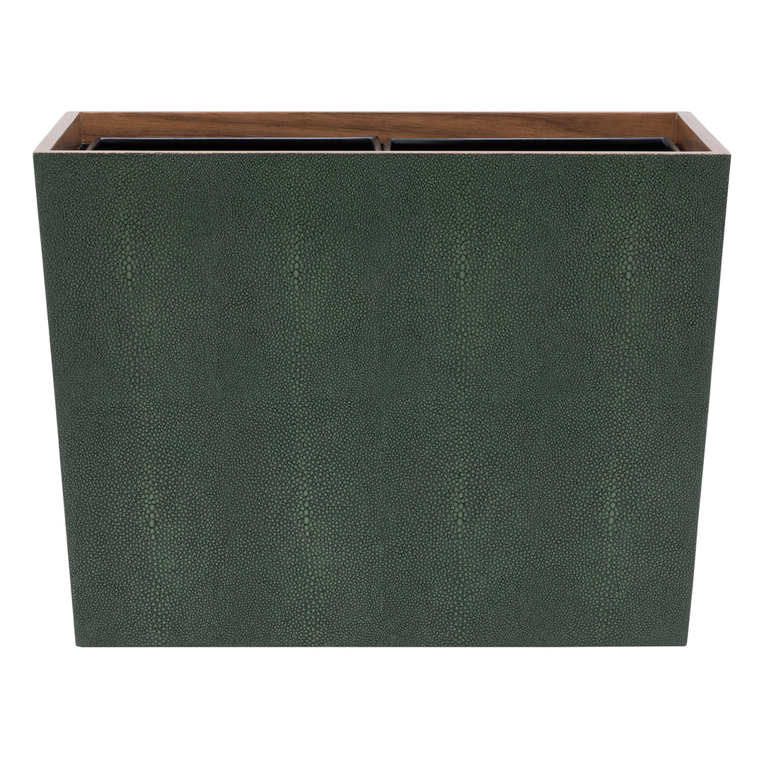 Manchester Faux Shagreen Double Wastebasket (Juniper)