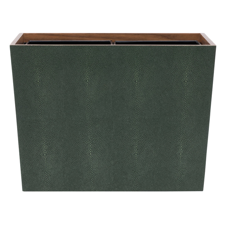Manchester Faux Shagreen Double Wastebasket (Juniper)