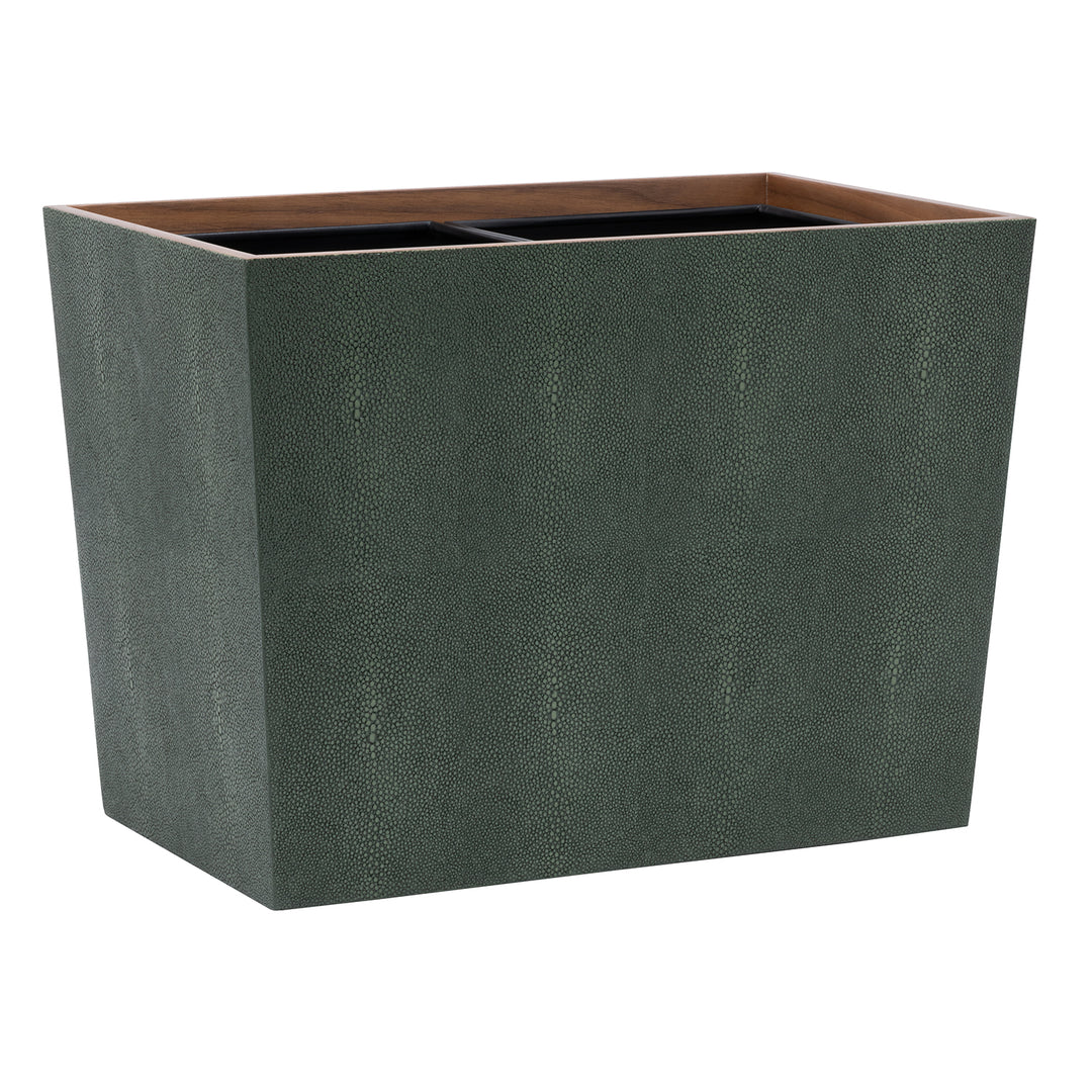 Manchester Faux Shagreen Double Wastebasket (Juniper)