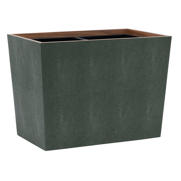 Manchester Faux Shagreen Double Wastebasket (Juniper)
