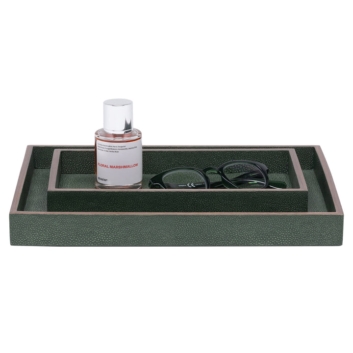 Manchester Faux Shagreen Trays Set/2 (Juniper)