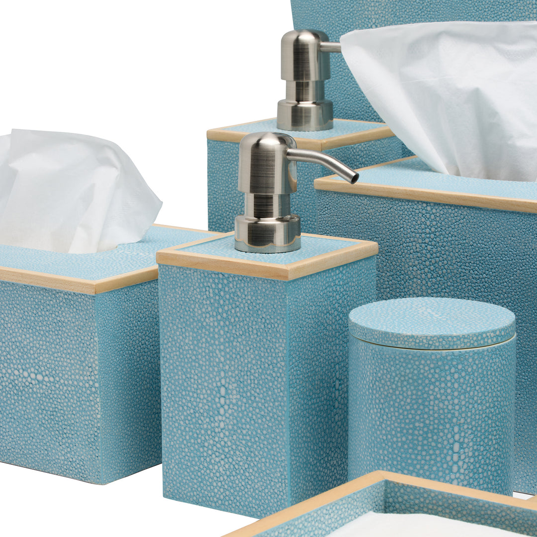 Manchester Faux Shagreen Bathroom Accessories (Powder Blue)