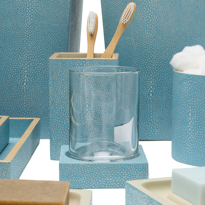 Manchester Faux Shagreen Bathroom Accessories (Powder Blue)