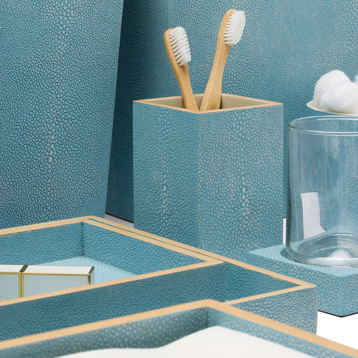 Manchester Faux Shagreen Bathroom Accessories (Powder Blue)