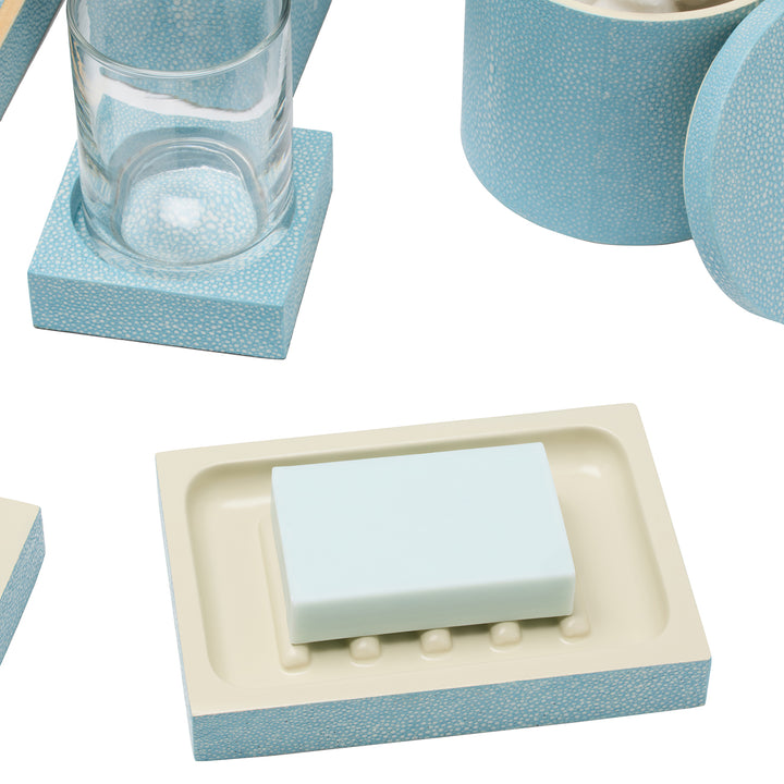 Manchester Faux Shagreen Bathroom Accessories (Powder Blue)