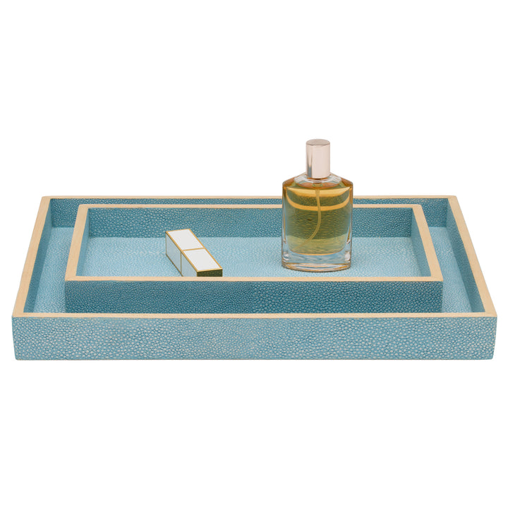 Manchester Faux Shagreen Tray Set (Powder Blue)