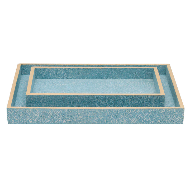 Manchester Faux Shagreen Tray Set (Powder Blue)