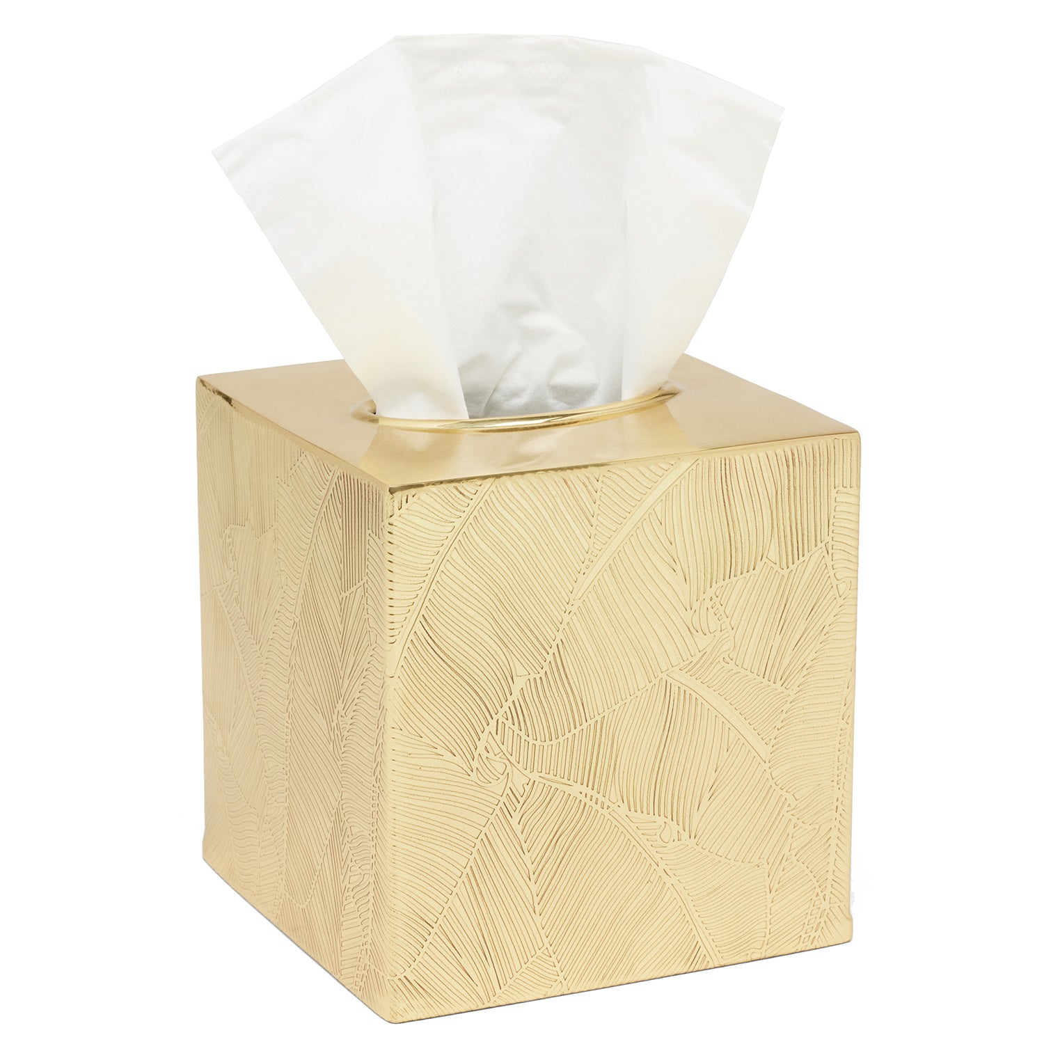 Mancora Shiny Brass Tissue Box Cover - Thumbnail 2