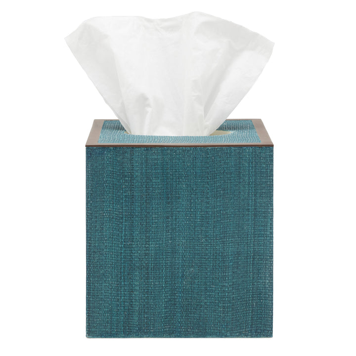 Maranello Abaca Resin Tissue Box Cover (Teal/Brown)