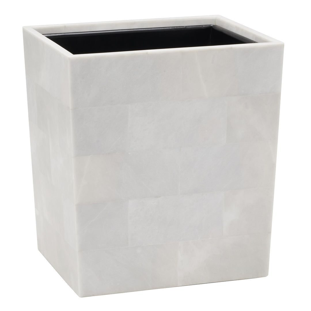 Milan Romblon Stone Rectangle Wastebasket (White)