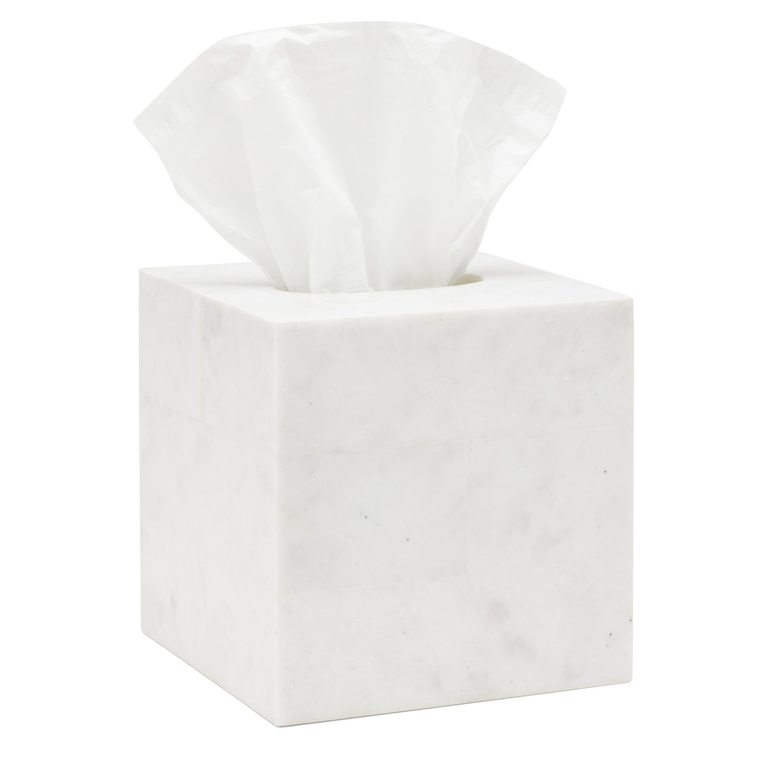 Milan Romblon Stone Tissue Box Cover (White)