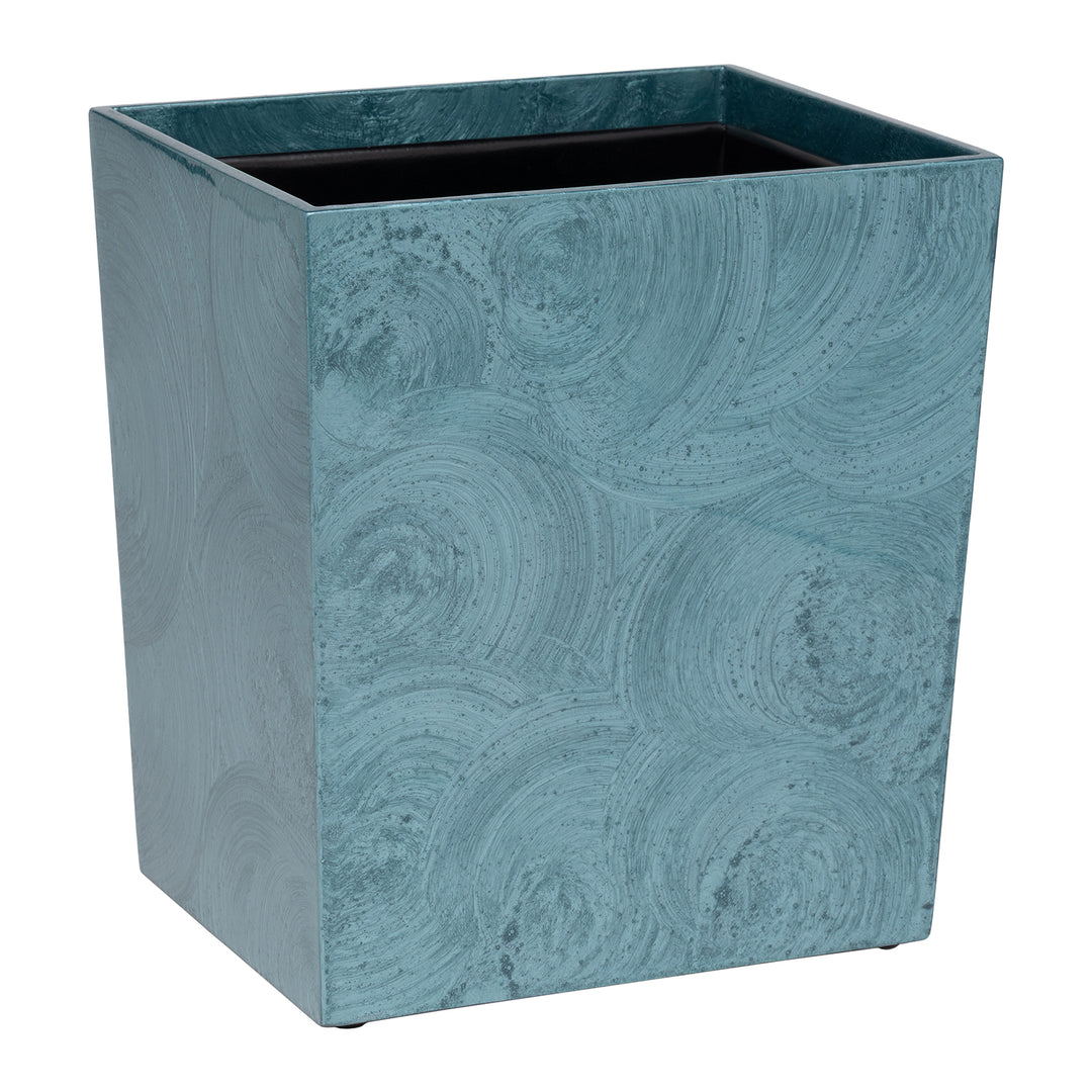 Navagio Spiral Burl Resin Rectangular Wastebasket (Topaz) - Hudson & Vine
